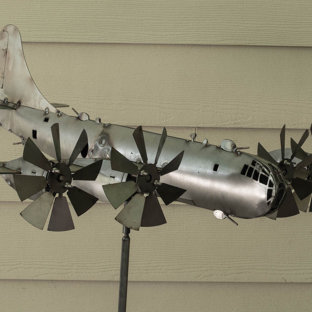 B-29 Super Fortress Aircraft Wind Spinner Metal Windmill Wind Energy Garden Sculpture