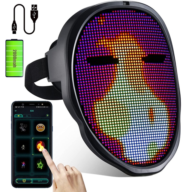 Coolest Led Party Mask Bluetooth Programmable APP Shining Face Mask Light Up Cosplay Mask Christmas Halloween Party Decoration