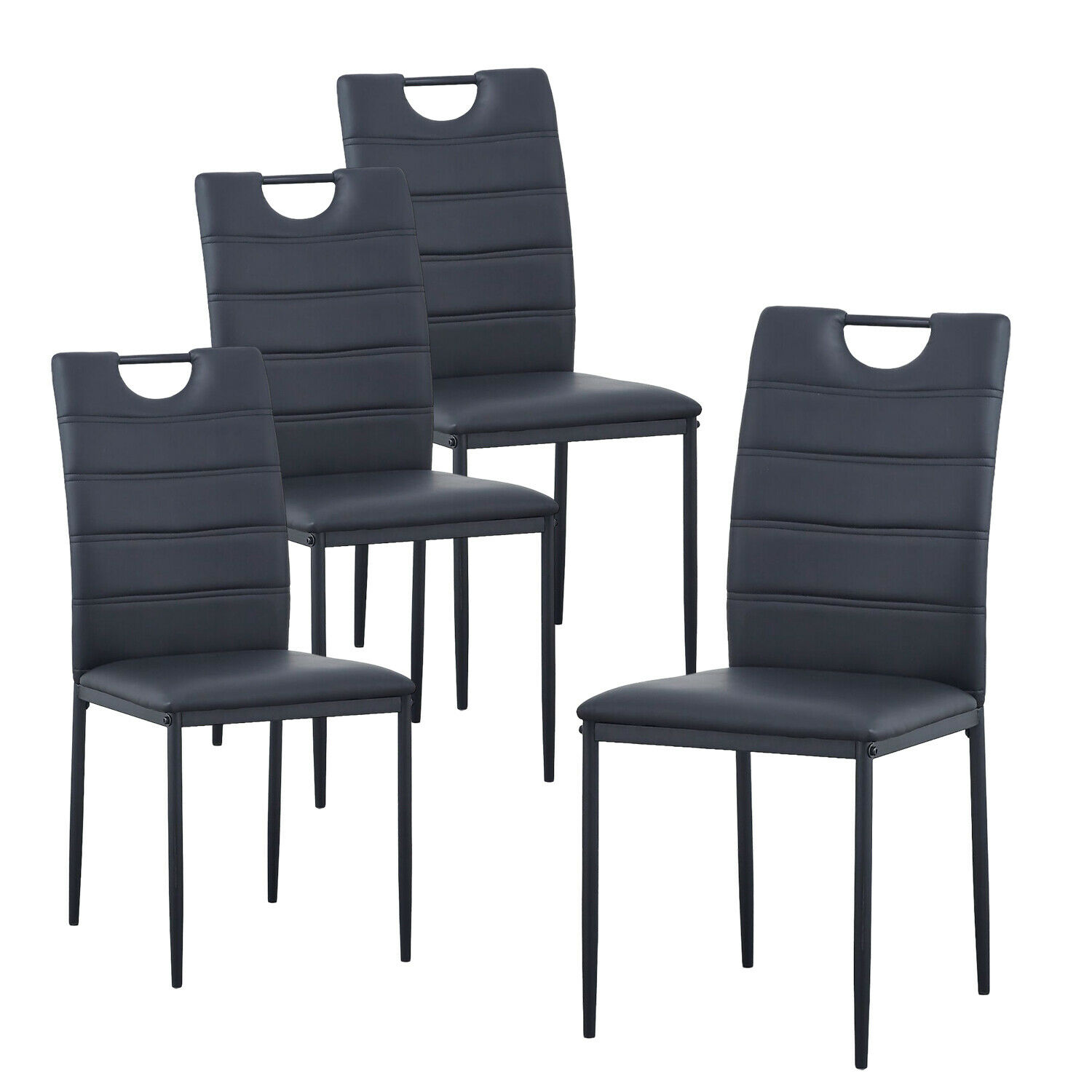 Set of 4 Leather Dining Chairs Living Room Chairs w/ High Back for Dining Room