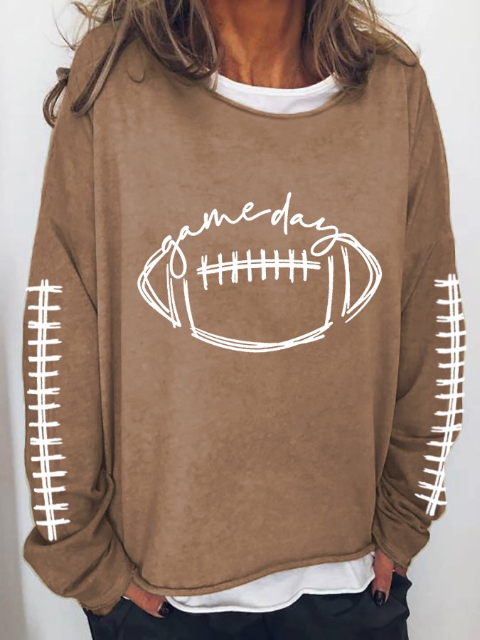 Women's Gameday Football Lover Casual Long-Sleeve T-Shirt