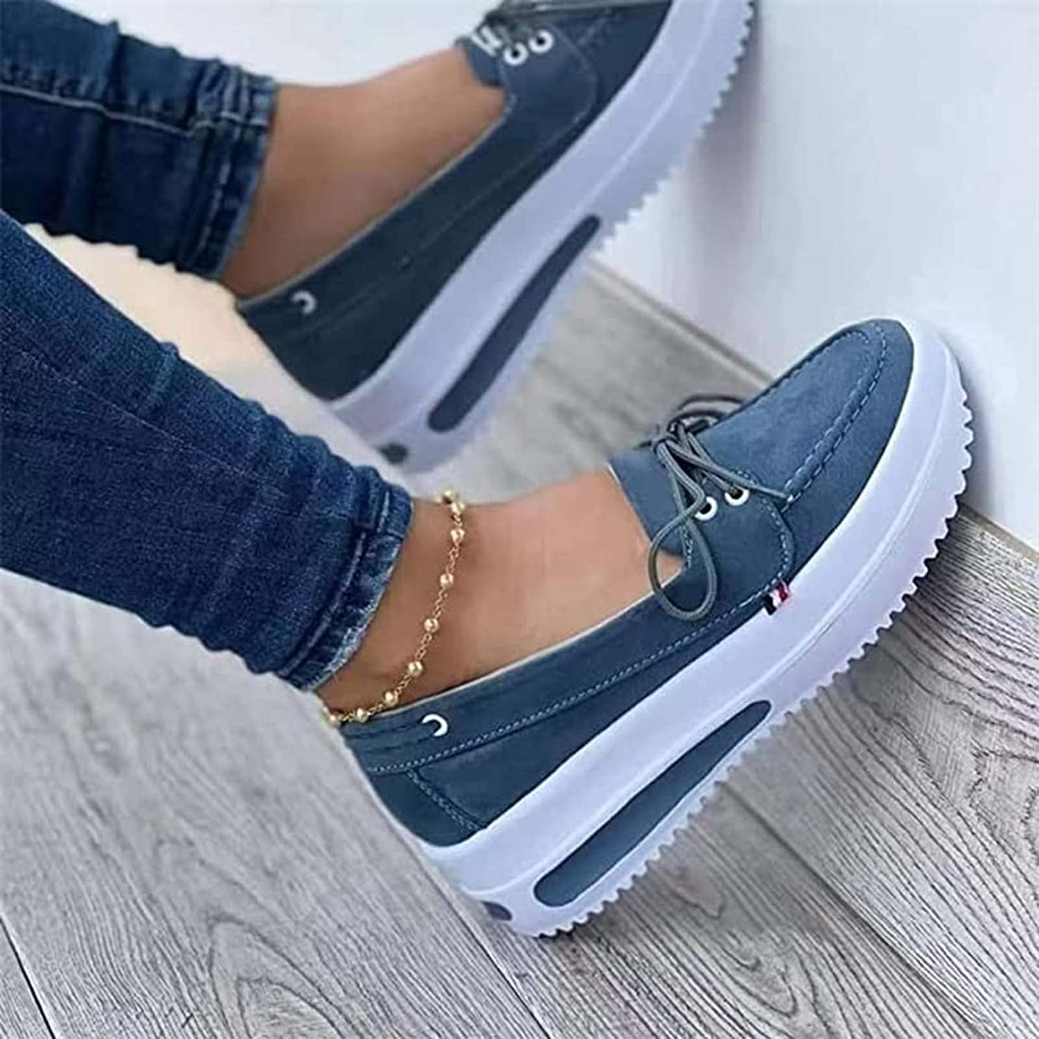 Low Top Sneaker Lace-up Womens Thick Bottom Canvas Shoes