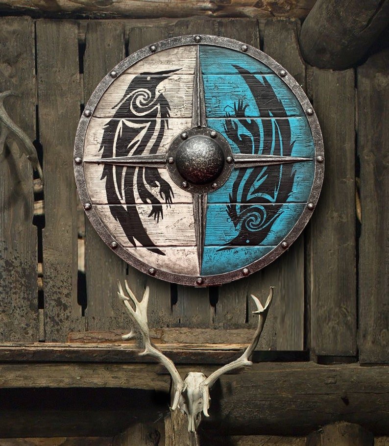 Eivor Valhalla Raven War Pattern Viking Shield