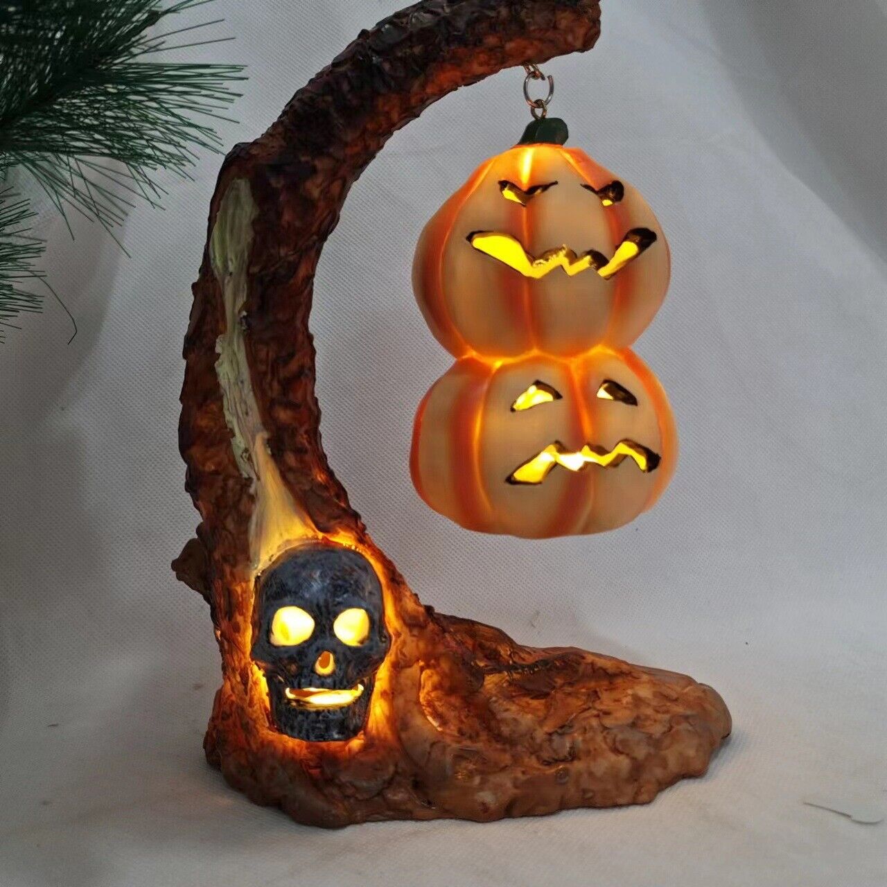 Halloween Pumpkin Lantern Atmosphere Ornaments Bat Lamp Resin Funny Decor Lamp-