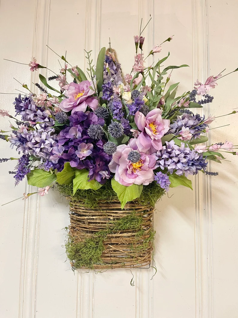 Artificial Lavender Wreaths for Front Door-Beautiful Summer Wreath