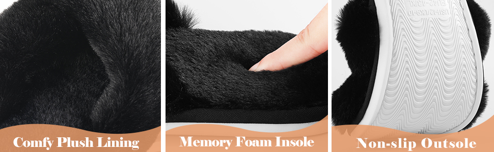 black fuzzy slippers