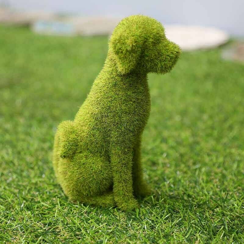 Dog Statue Decorative Cat Topiary Flocking Sculptures Outdoor Garden Yard Decor