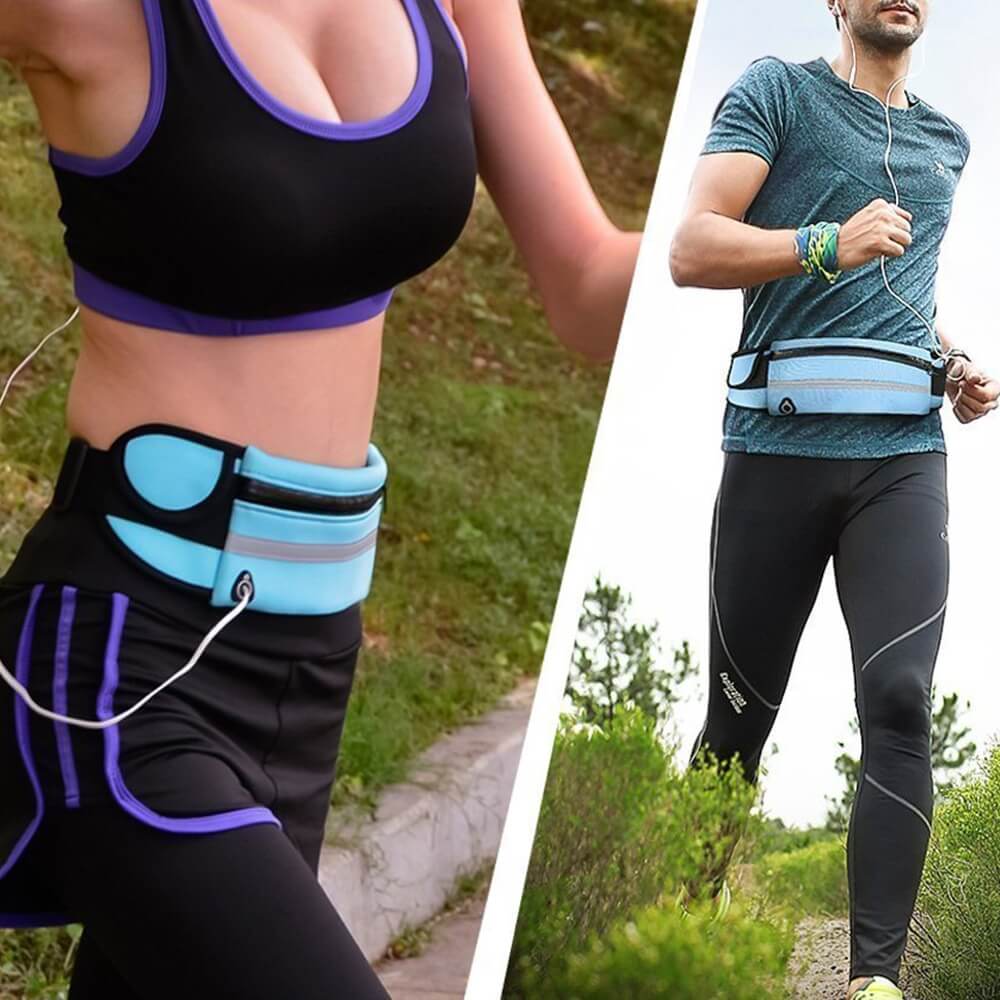 Waterproof Running Belt Bag, Hiking Fanny Adjustable Pack, Holder for Cell Phone, Money and Keys