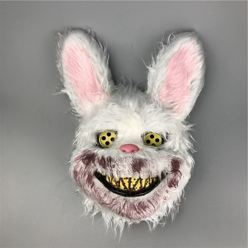 Handmade Rabbit Cosplay Mask Halloween Party Scary Head Cover Costume Headgear Props Masquerade Horror