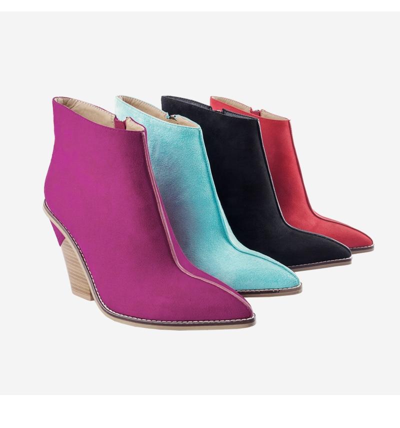 Thick High Heels Pointed Toe Western Cowboy Ankle Boots