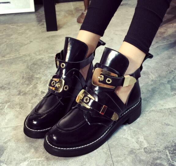 Fashionable Black And Gold Shoes Gold Embellished Ankle Boots