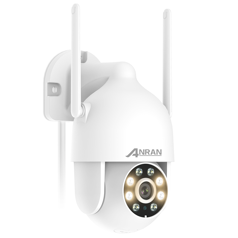 ANRAN Security Camera Outdoor with 360° View, WiFi CCTV Camera, 1080P Home Security Camera, 2-Way Audio, Siren/Light Alarm, Motion Detection, P2 White-ANRAN