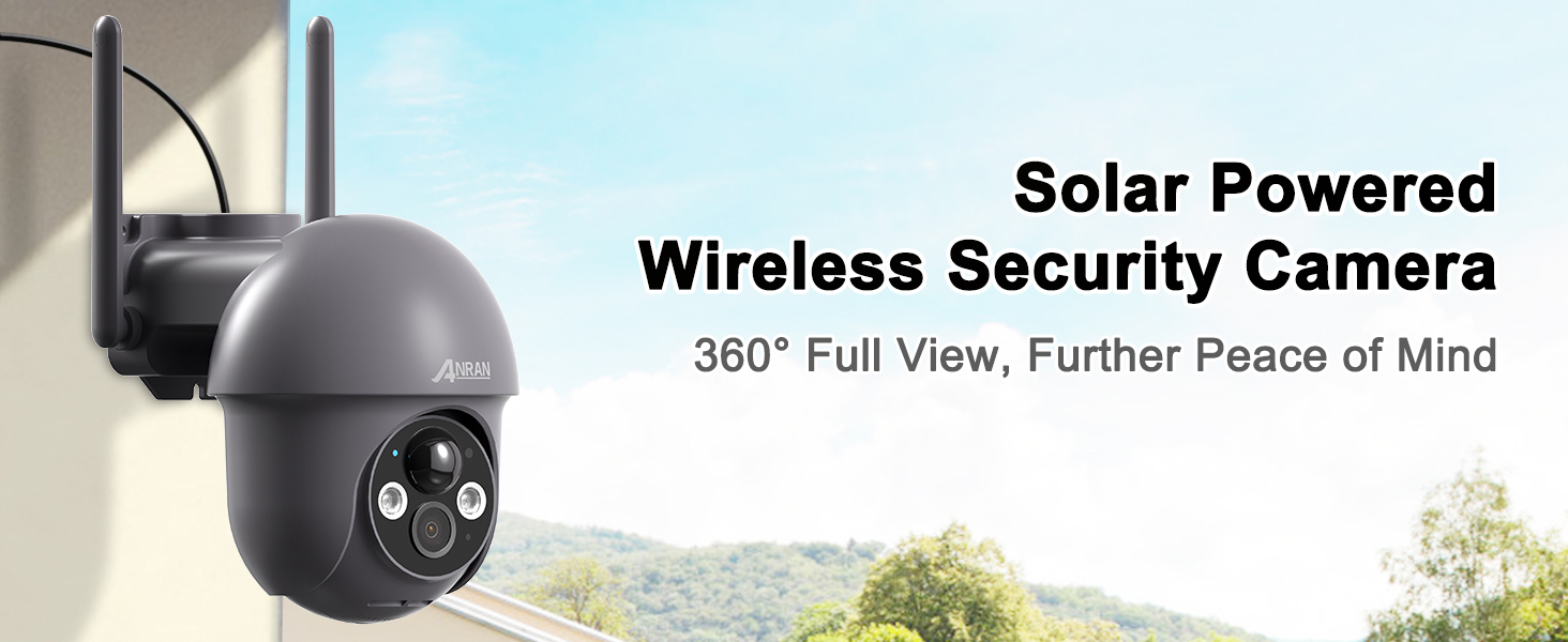 ANRAN Security Camera Wireless Outdoor with 360° View, 2K Solar Outdoor Camera