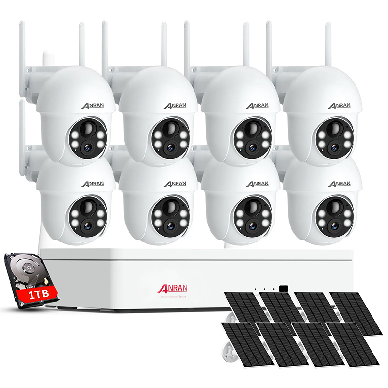 ANRAN 2K 3MP Solar Battery Wirelees Security Camera System PTZ 360° Outdoor WIFI Audio Camera