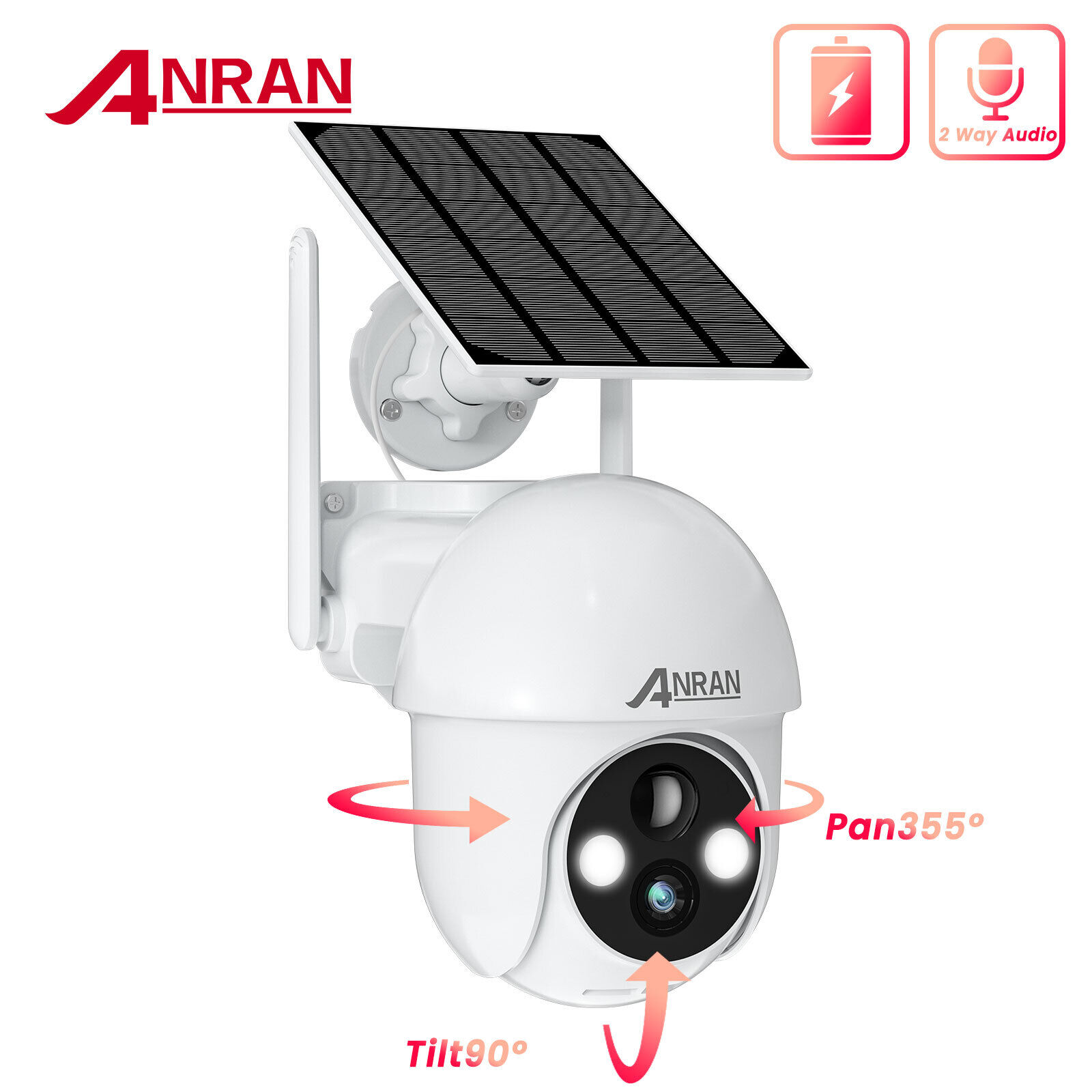 ANRAN WIFI 3MP Solar Battery Powered Security Camera Outdoor Wireless Home 2 Way Audio（Additional camera）