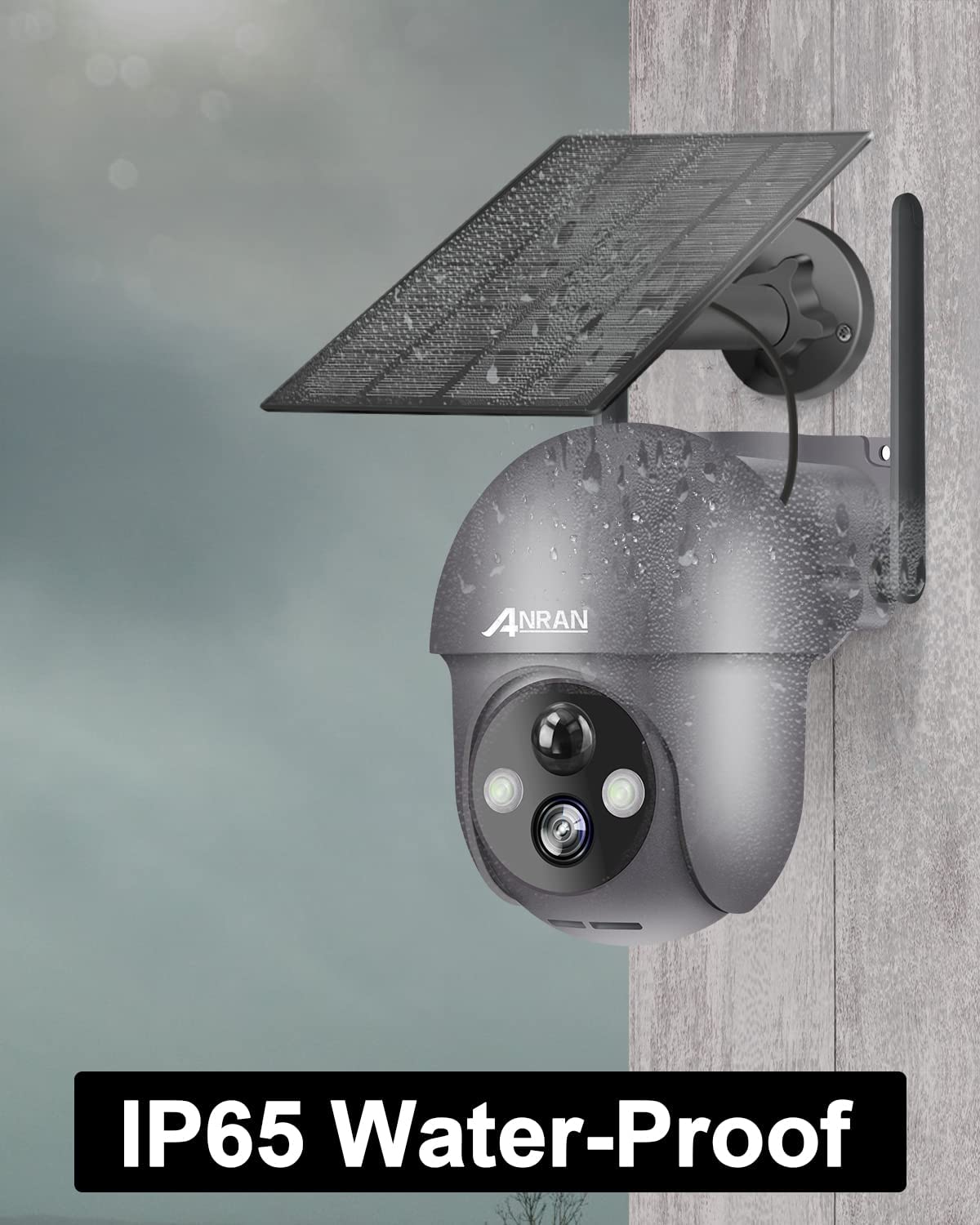 ANRAN Security Camera Wireless Outdoor with 360° View, Solar Outdoor Camera with Smart Siren, Spotlights, Color Night Vision, PIR Human Detection, Pan Tilt Control, 2-Way Talk, IP65, Q1 Grey-ANRAN