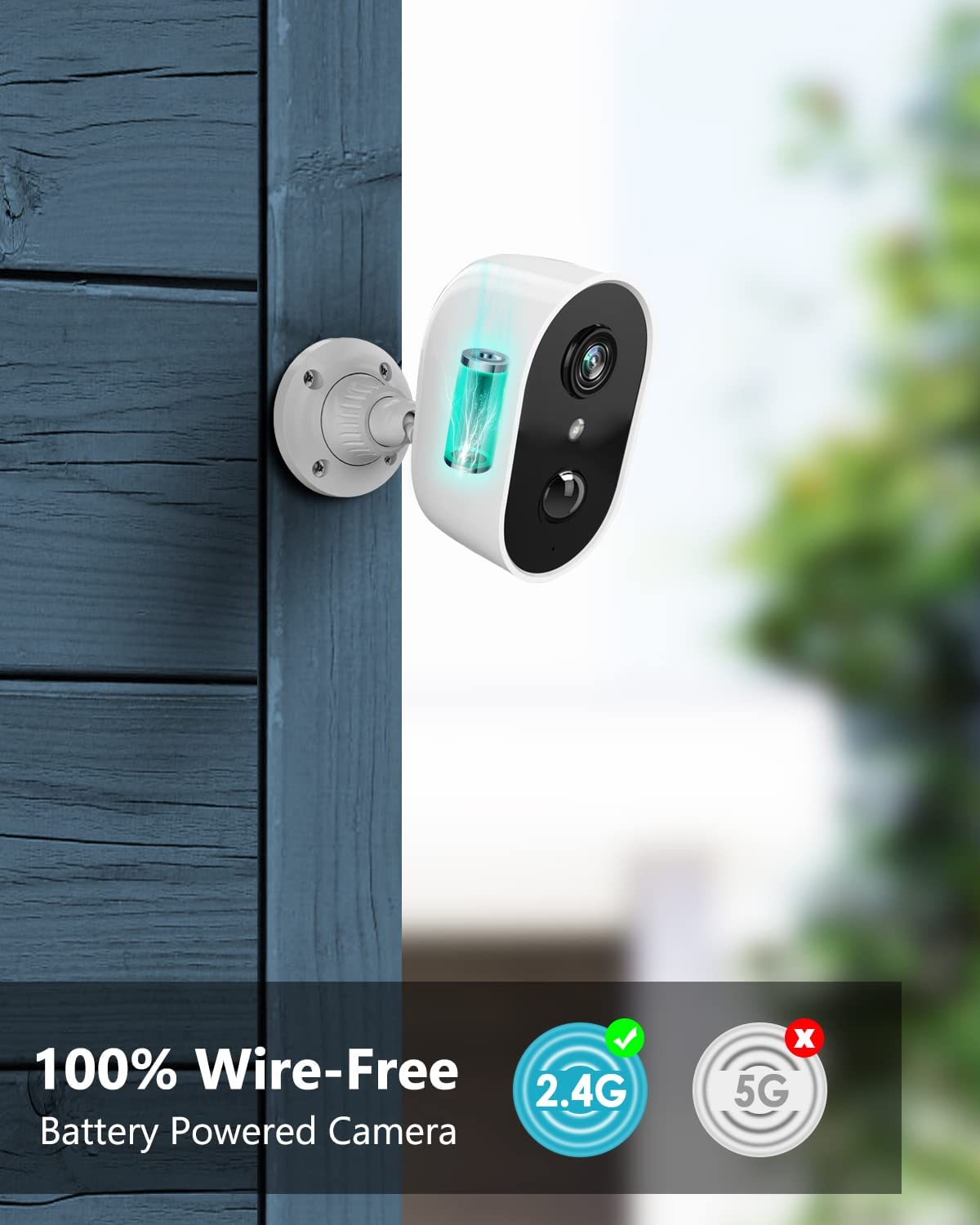 ANRAN Security Camera Wireless with Spotlight,Outdoor Camera 1080P for Home, WiFi Surveillance Battery Powered Camera with Smart Siren, Human Detection, 2.4Ghz WiFi, SD Card/Cloud Storage, C2 White-ANRAN