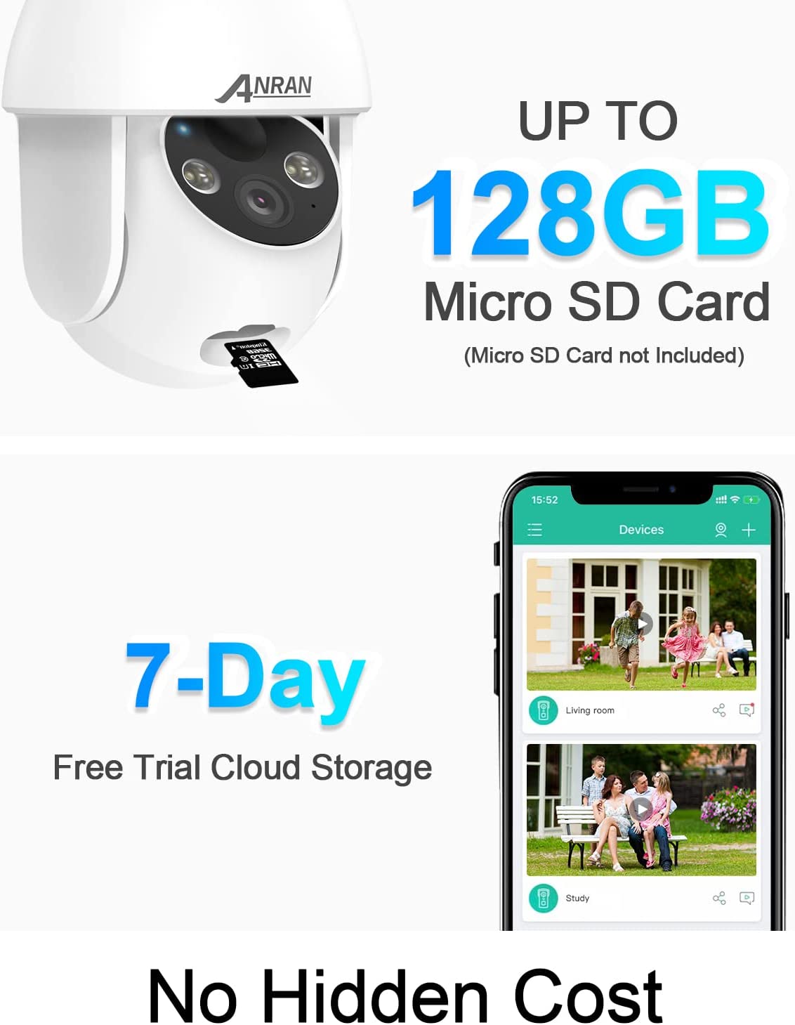 ANRAN 2K Security Camera Wireless Outdoor with 360° View, Solar Outdoor Camera with Smart Siren, Spotlights, 2K Color Night Vision, AI Human Detection, 2-Way Talk, Compatible with Alexa,Q3 2K White-ANRAN