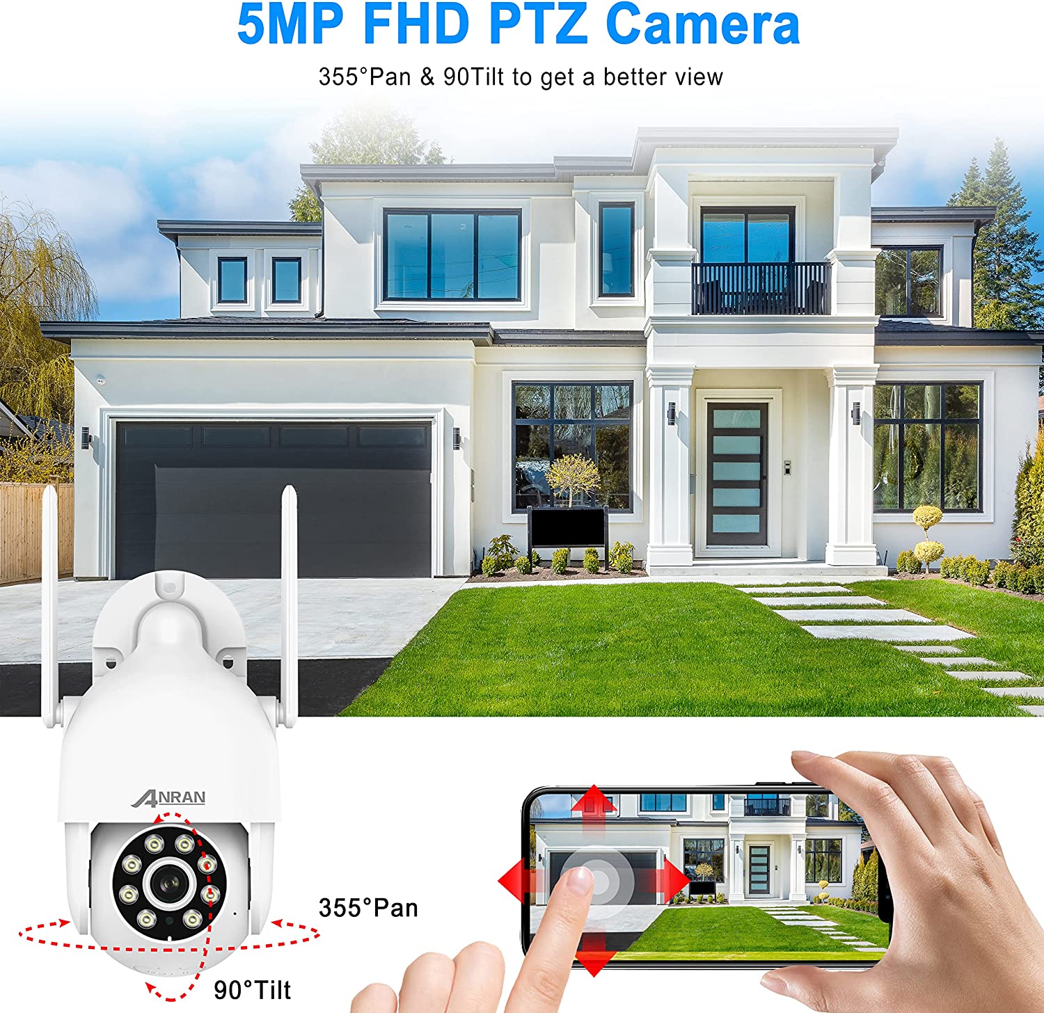 ANRAN 5MP WIFI PTZ Kit 8CH NVR 2TB HDD