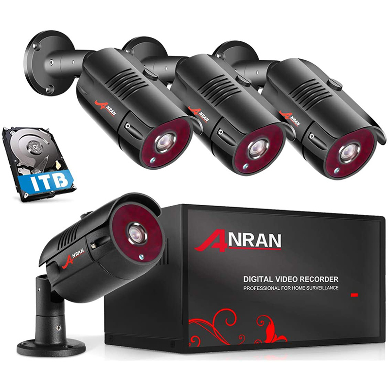 ANRAN 4 Channel 1080P Home Security Camera System 4ch CCTV DVR Recorder with 1TB Hard Drive 4X Full HD 1080P Surveillance Video Bullet Outdoor Cameras IR Night Vision, Motion Alert Easy Remote Access-ANRAN