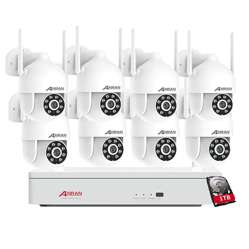 ANRAN 1296P 8CH Wireless Security Camera System Outdoor WiFi CCTV Audio Pan/Tilt