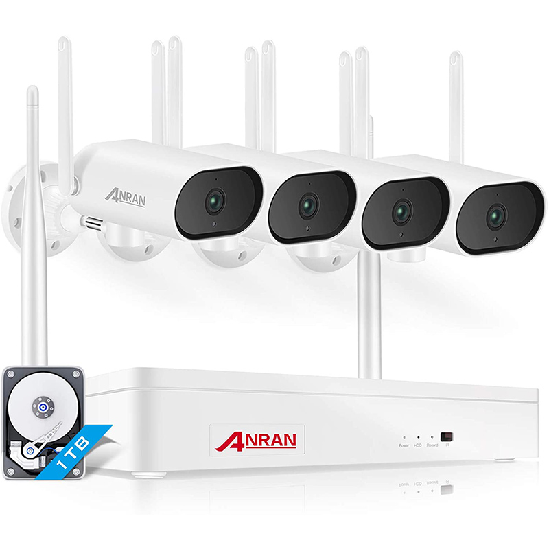 【Expandable 8CH, 180° Pan,2K, Audio】Wireless Security Camera System with 1TB Hard Drive Audio ANRAN 8 Channel NVR 4Pcs 3MP Night Vision WiFi IP Security Surveillance Cameras Home Outdoor Motion Alert-ANRAN