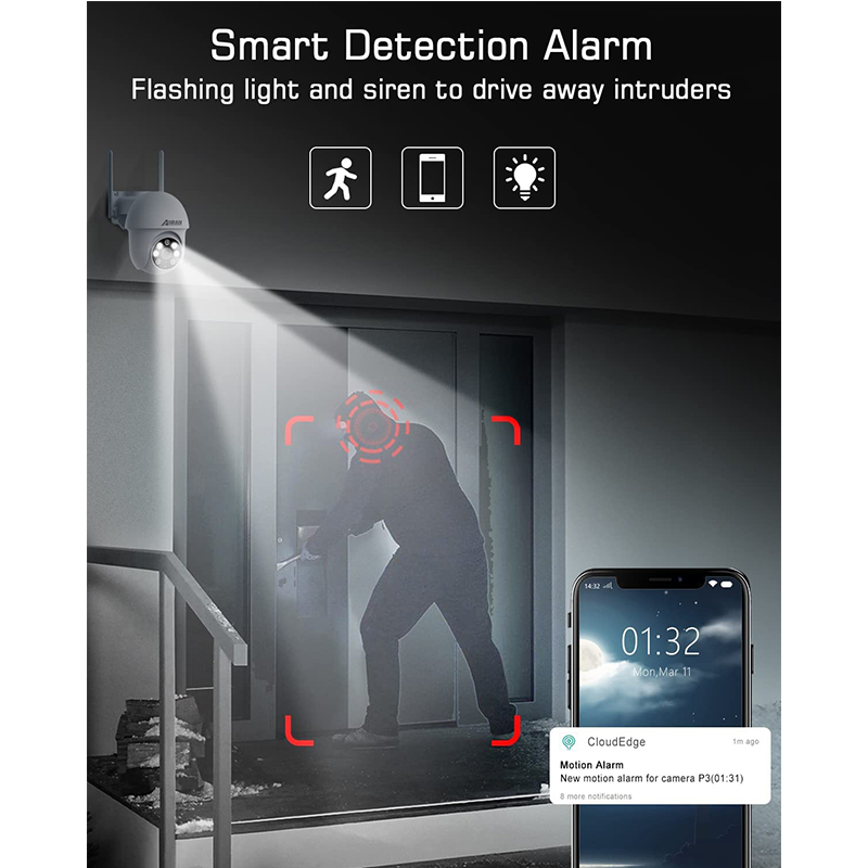 ANRAN P2 Max 5MP WiFi PTZ Camera with 360° View