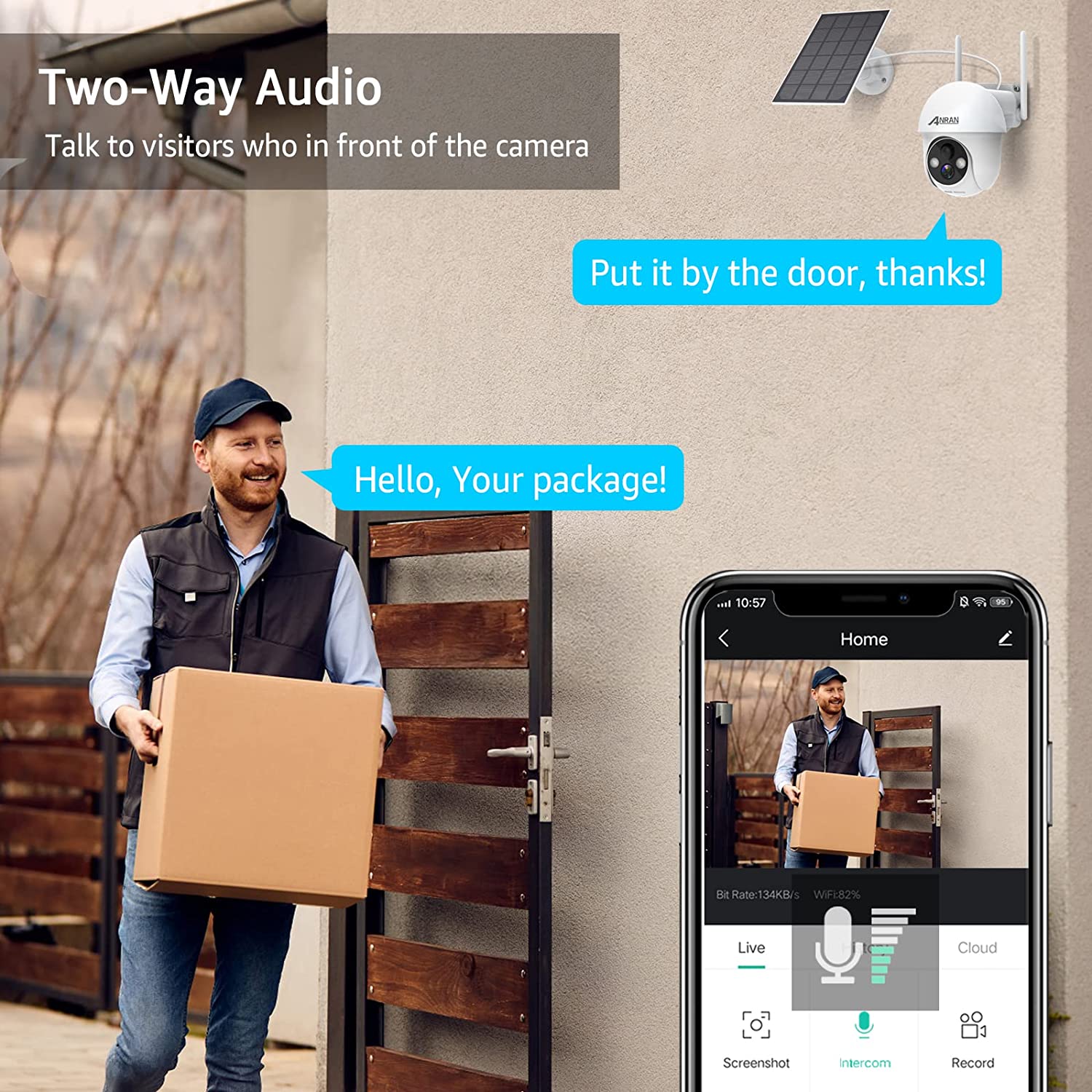 ANRAN Security Camera Wireless Outdoor with 360° View, Solar Outdoor Camera with Smart Siren, Spotlights, Color Night Vision, PIR Human Detection, Pan Tilt Control, 2-Way Talk, IP65, Q1 White-ANRAN