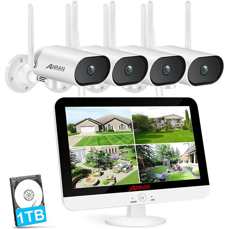 ANRAN ANRAN Wireless Security Camera System Outdoor Audio 2K 12inch 1TB HDD Home 3MP 