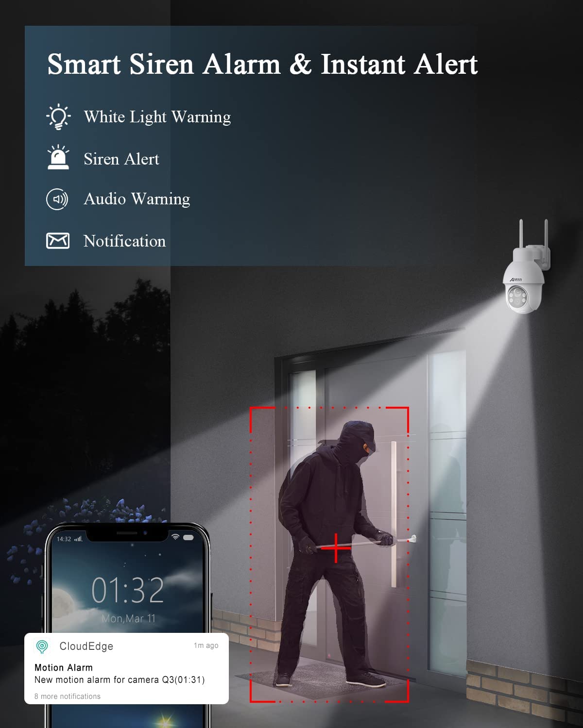 ANRAN Q3 White 5MP Solar Battery Camera