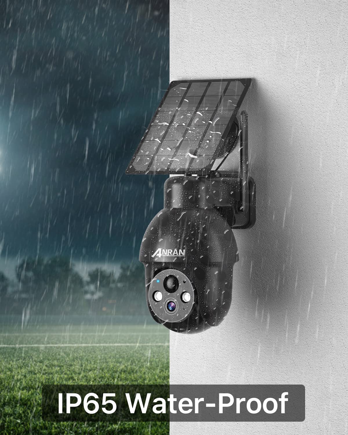 ANRAN 2K Security Camera Outdoor - Solar Camera Wireless with 360° View, Smart Siren, Spotlights, 3MP Color Night Vision, AI Human Detection, 2-Way Talk, Compatible with Alexa, Q3 Black