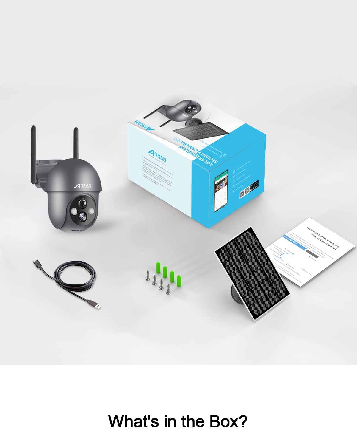 ANRAN Security Camera Wireless Outdoor with 360° View, Solar Outdoor Camera with Smart Siren, Spotlights, Color Night Vision, PIR Human Detection, Pan Tilt Control, 2-Way Talk, IP65, Q1 Grey-ANRAN