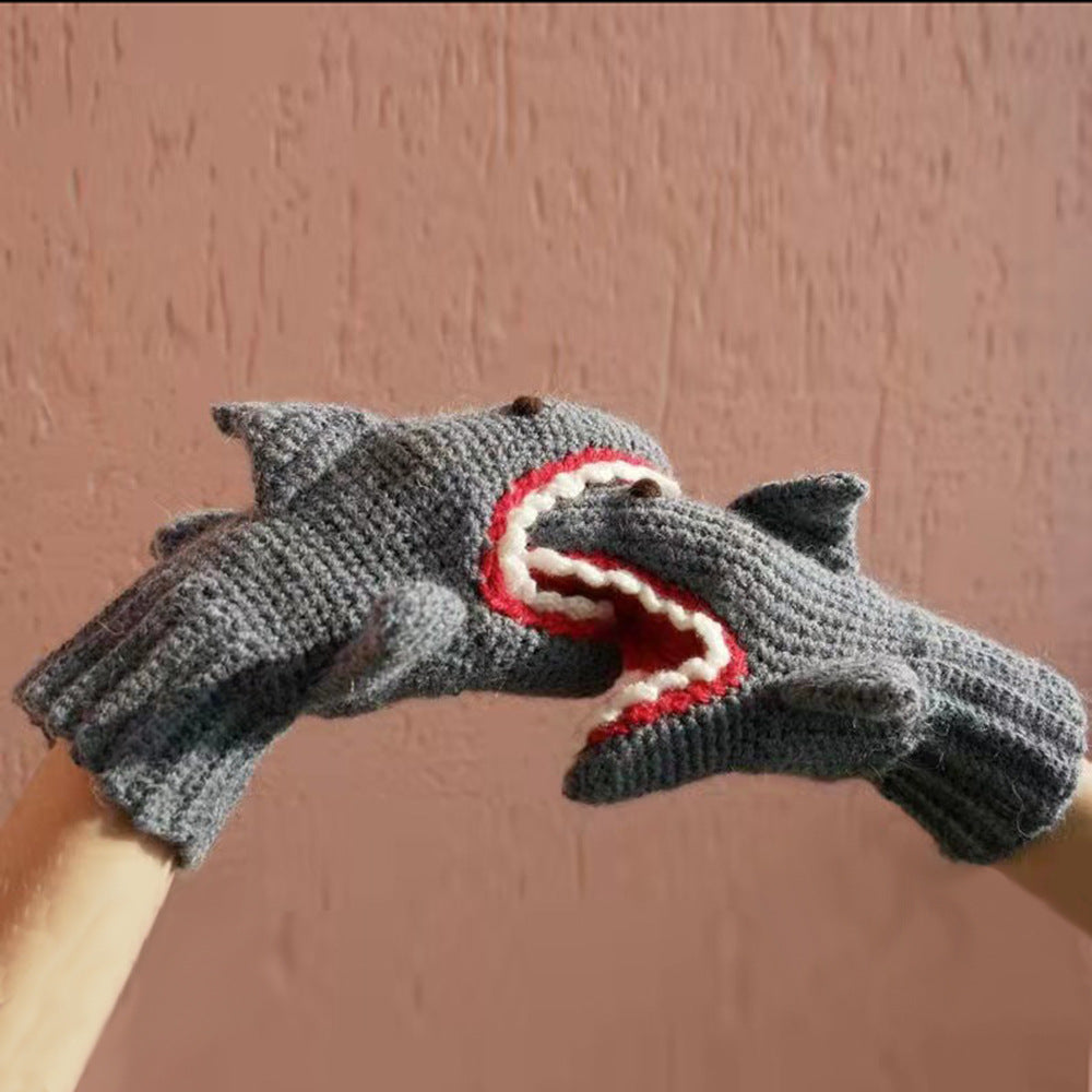 Lunebrille Automne et hiver nouveaux gants de requin tricotés en trois dimensions de Noël 3D