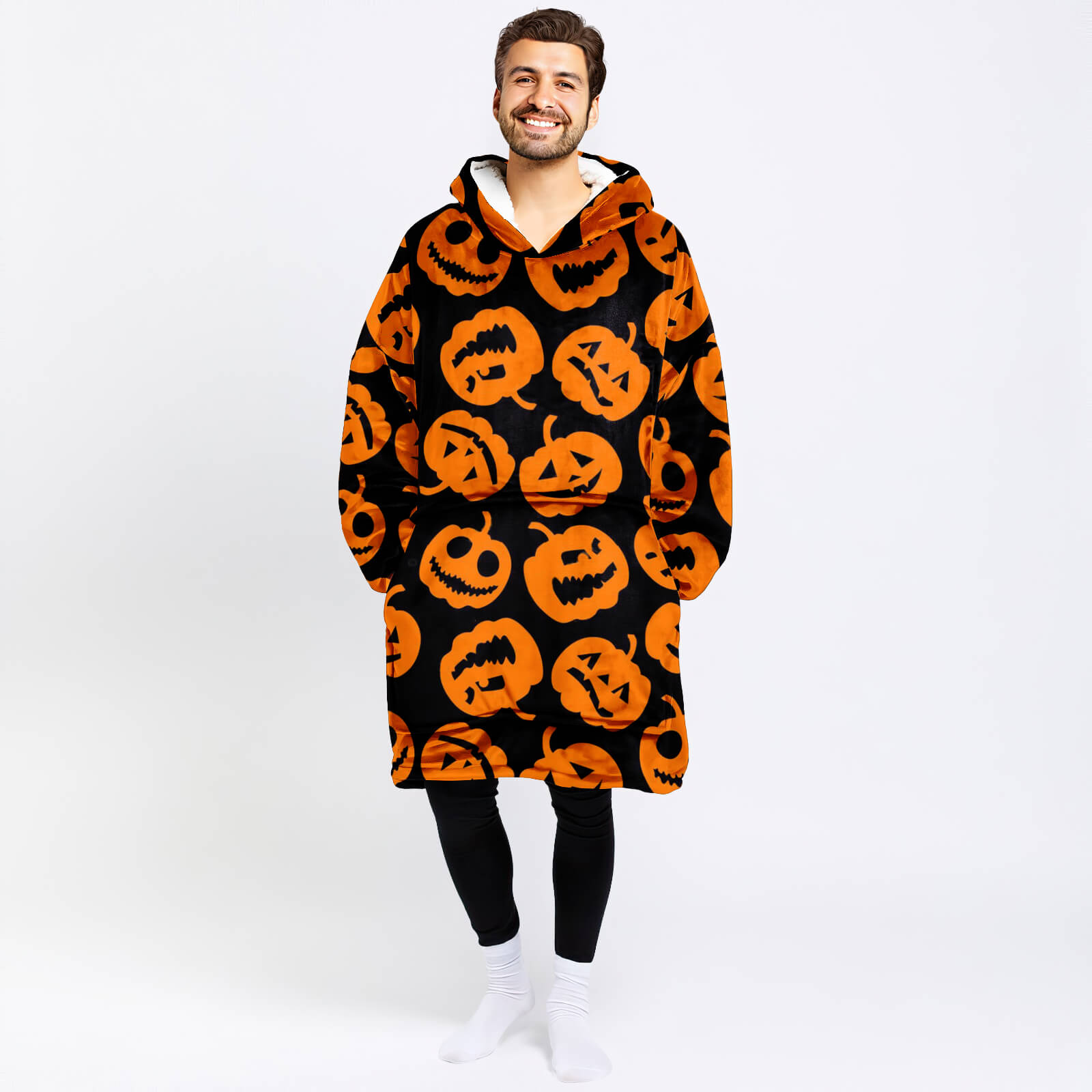 Lantern Trick Treat Pumpkin Blanket Hoodie