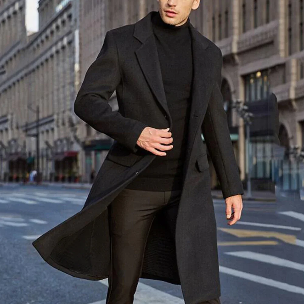 Lunebrille Nouveau manteau long de style britannique pour hommes