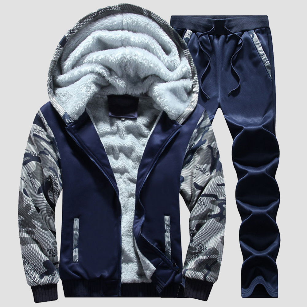 Lunebrille Nouveau costume de sport chaud à manches longues en polaire pour hommes hiver