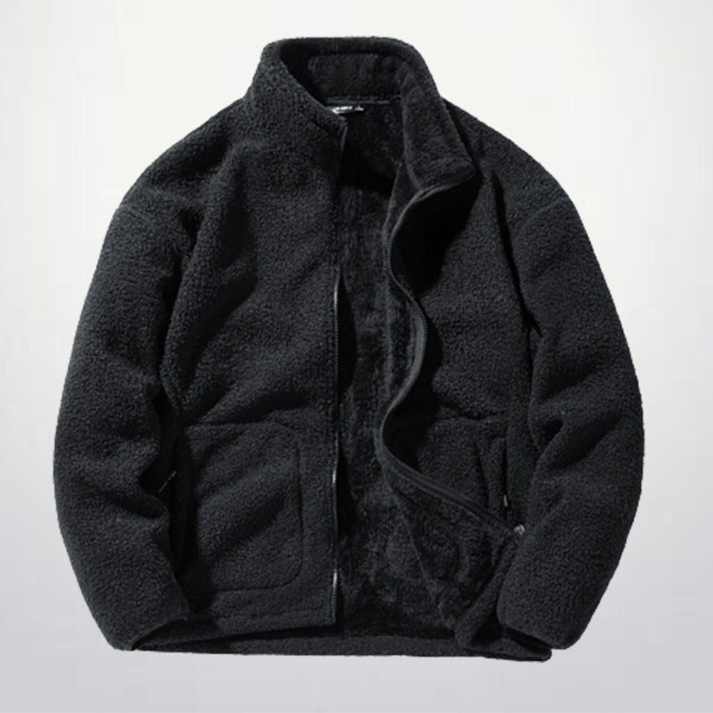 Lunebrille Manteau d'hiver chaud en peluche décontracté de couleur unie pour hommes