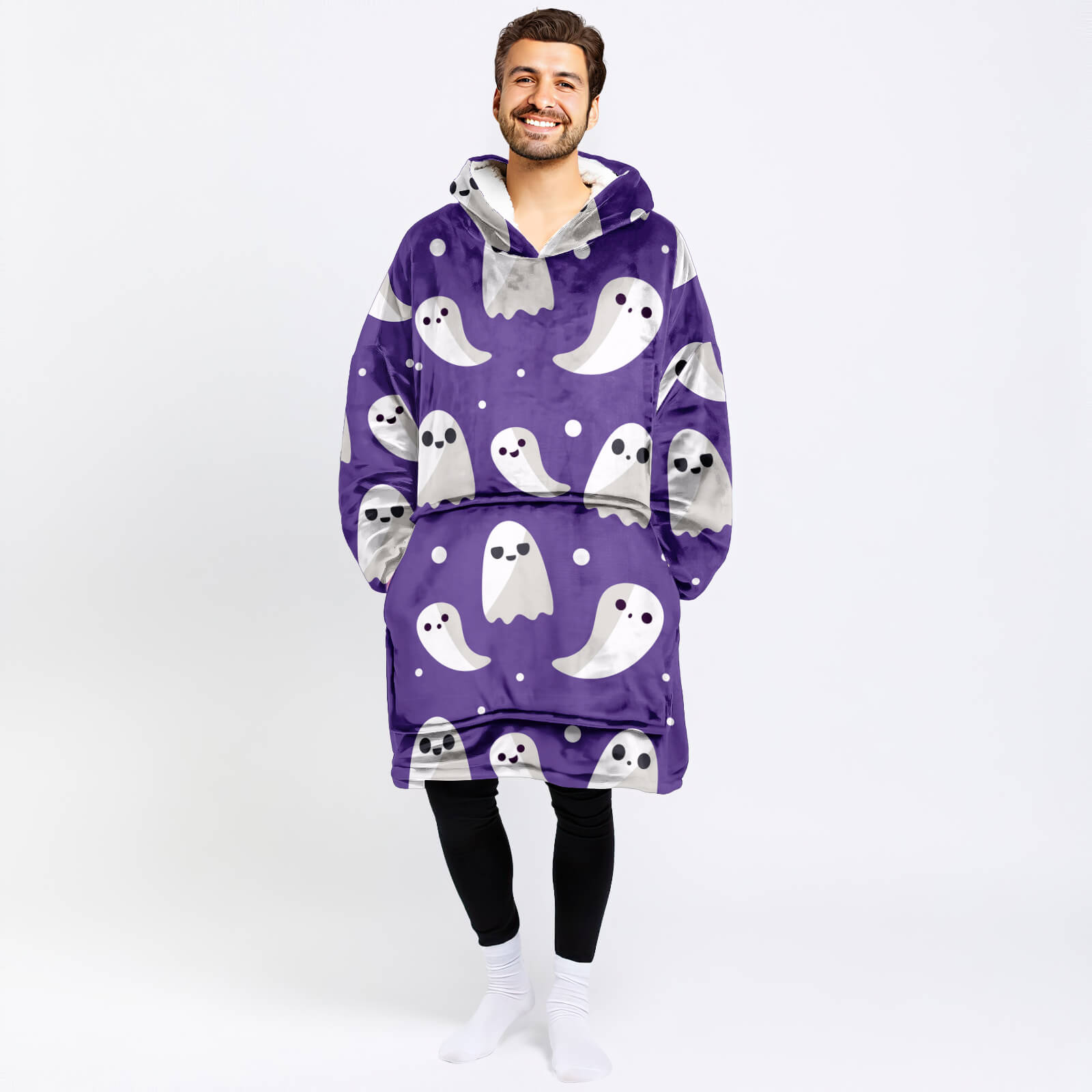 Purple Cute Ghost Blanket Hoodie
