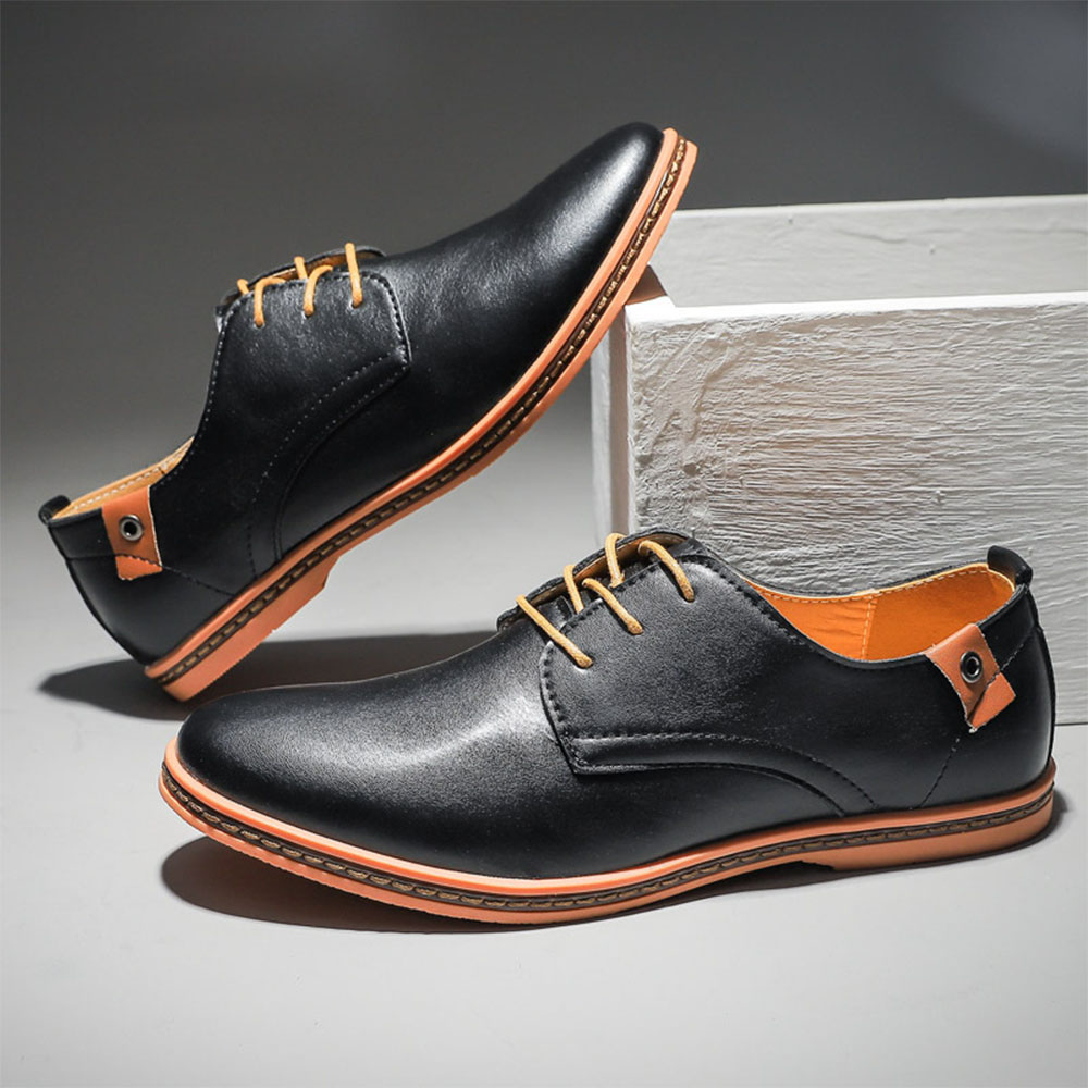 Gioiacombo™ Chaussures plates pour hommes en cuir brillant respirant de couleur unie