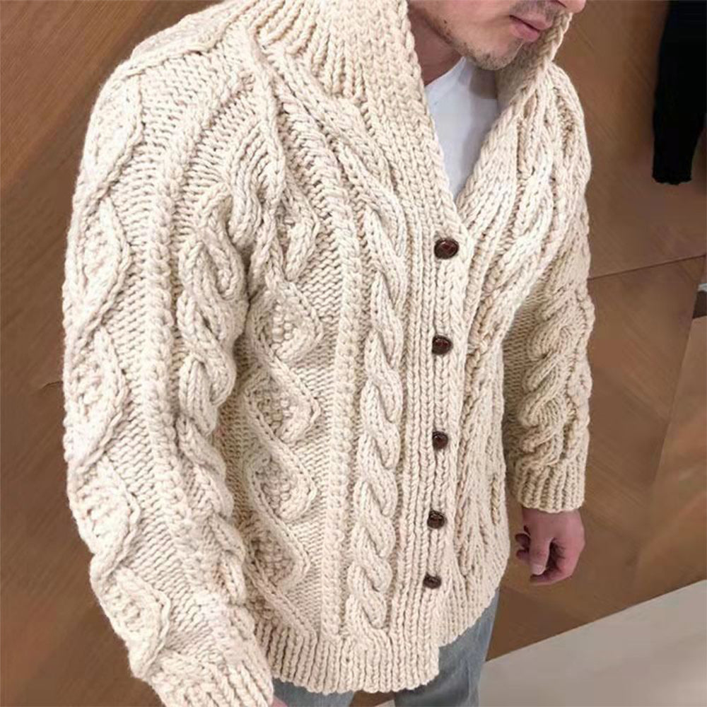 Lunebrille Veste décontractée en tricot à boutons jacquard pour hommes