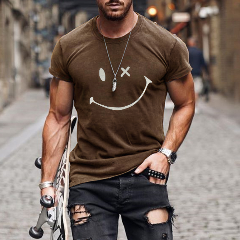 T-shirt Smiley à manches courtes délavé pour homme