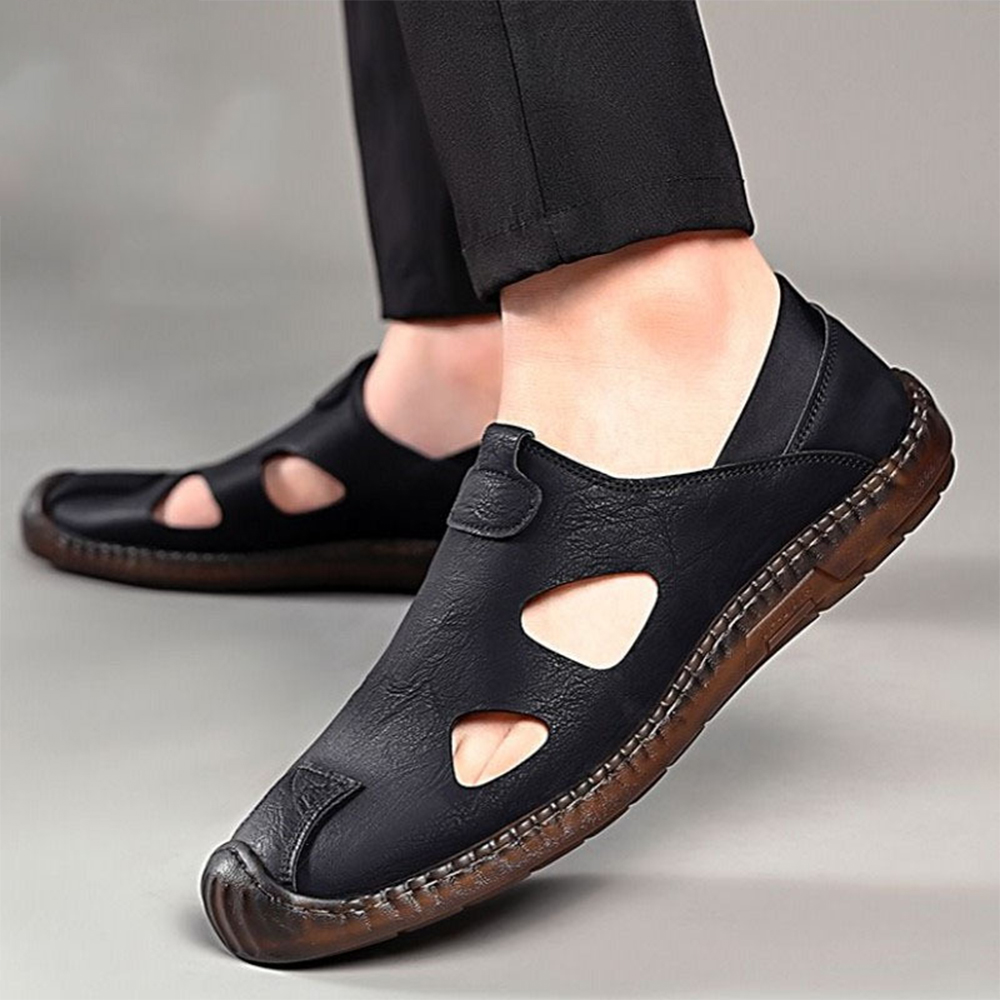 Chaussures décontractées en cuir respirant pour hommes d'été