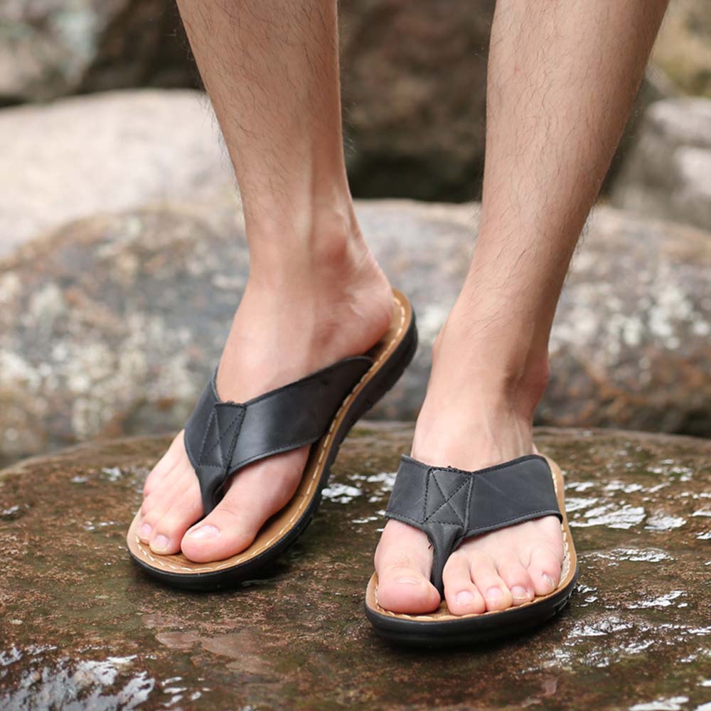 Lunebrille  Nouvelles sandales décontractées en cuir véritable pour hommes