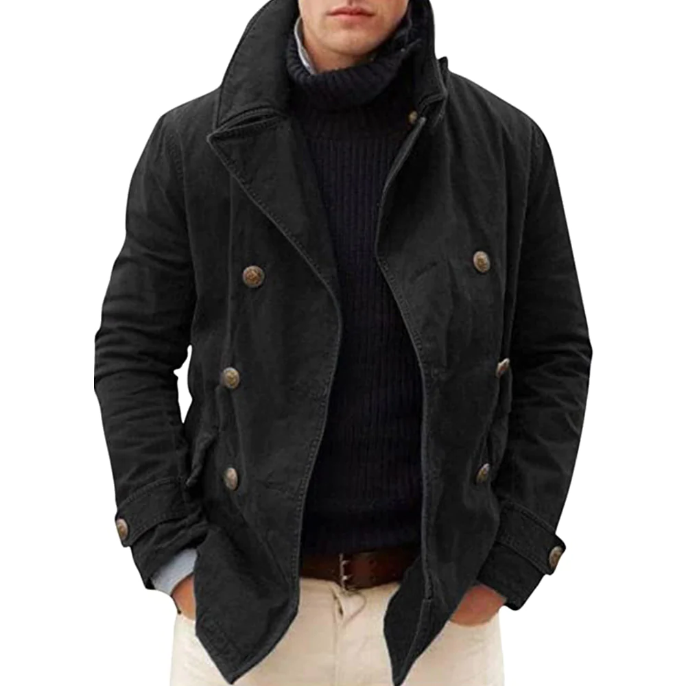 Lunebrille Automne et hiver nouvelle veste pour hommes à la mode revers à double boutonnage