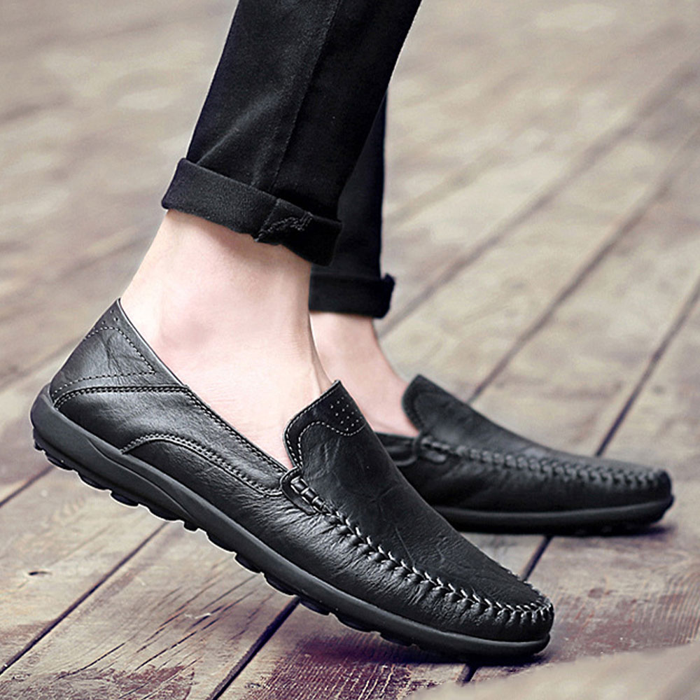 Chaussures pour hommes en cuir cousues à la main à la mode décontractée