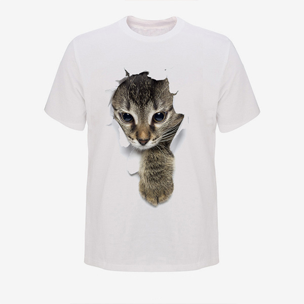 Lunebrille  T-shirt imprimé chaton 3D pour hommes et femmes