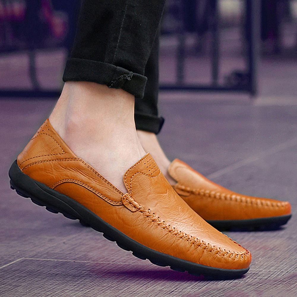 Chaussures pour hommes en cuir cousues à la main à la mode décontractée