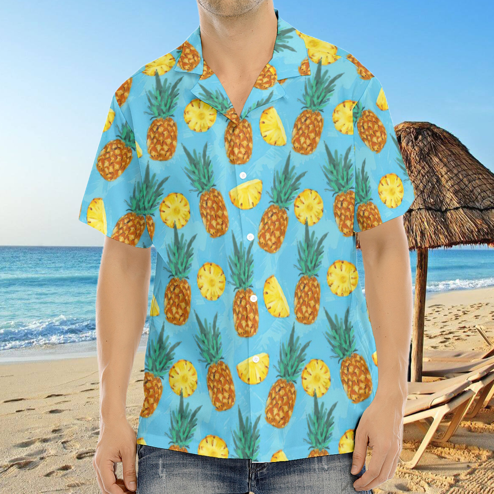 Chemise Ananas Aqua Hawaïenne Homme