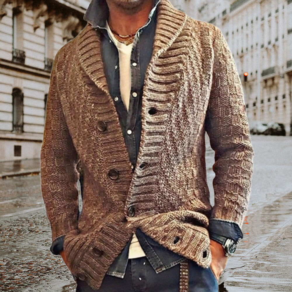 Lunebrille Nouvelle veste en tricot à revers vintage pour hommes, pour l'automne et l'hiver