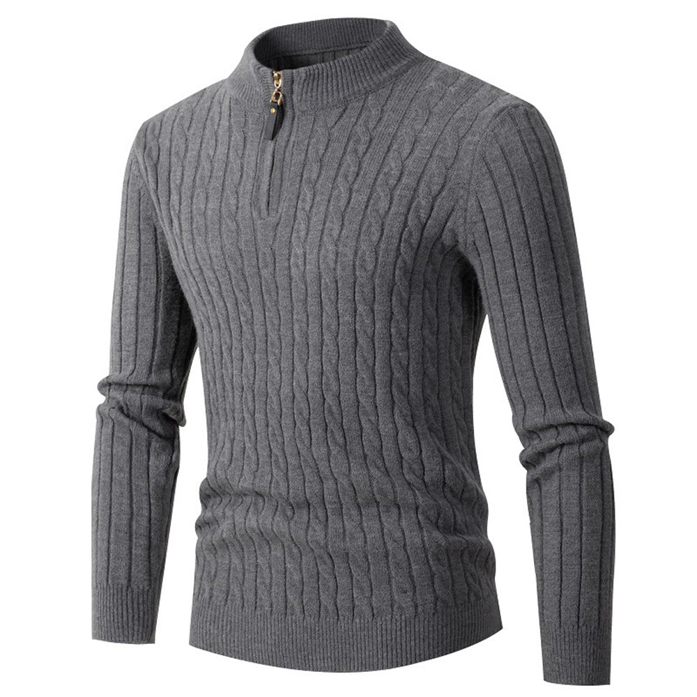 Lunebrille  Pull en tricot à col roulé pour hommes automne et hiver avec fermeture à glissière