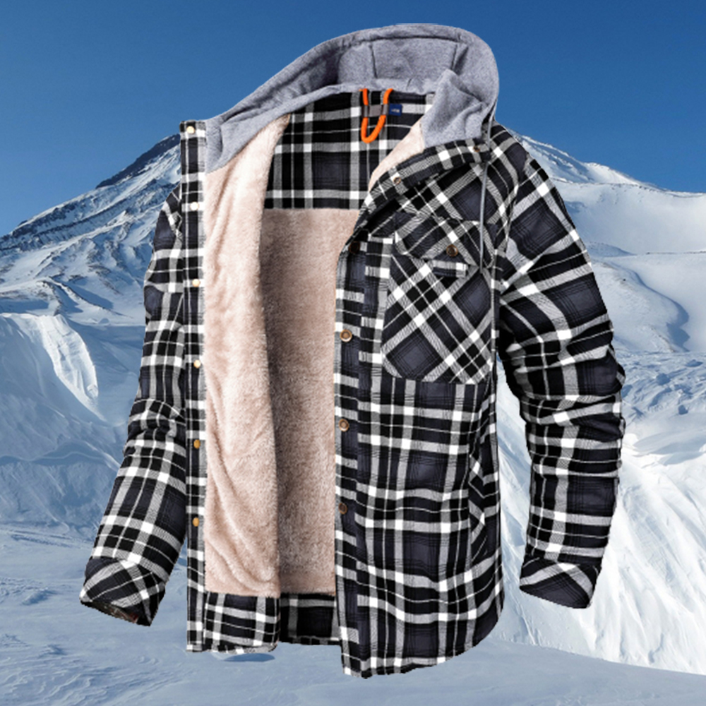 Lunebrille Chemise à carreaux à capuche en polaire chaude et coupe-vent pour l'hiver